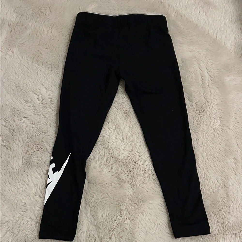 Nike Kids Black Leggings with White Swoosh